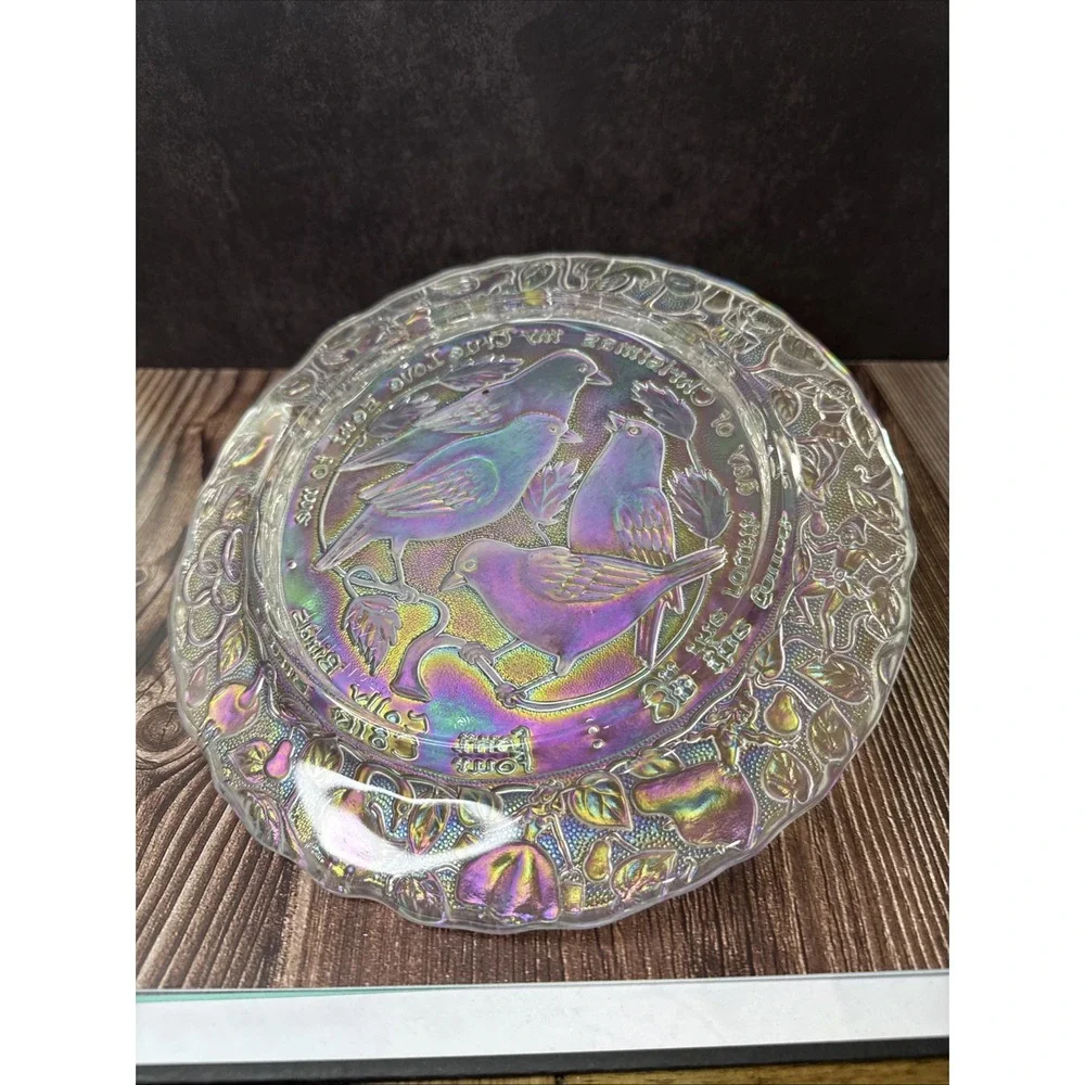 Imperial Glass 12 Days of Christmas 1973 Plate 4th Day- 4 Colly Birds